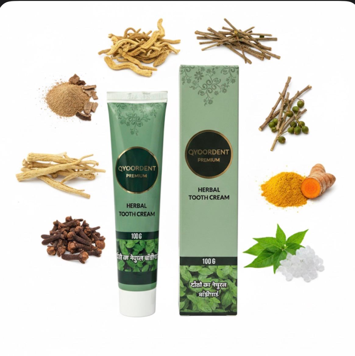 Niraag Premium Qyoordent Herbal Toothpaste – 100g - Ayurvedic Toothpaste for Sensitivity Relief, Reduces Bad Breath, Cavity Protection, SLS & Fluoride Free